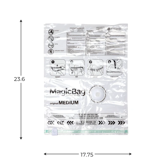 Alt view image 4 of 7 - MagicBag Medium Vacuum Storage Bags, 3 Pack Flat Compression Bags for Clothing, Space Saving & Airtight