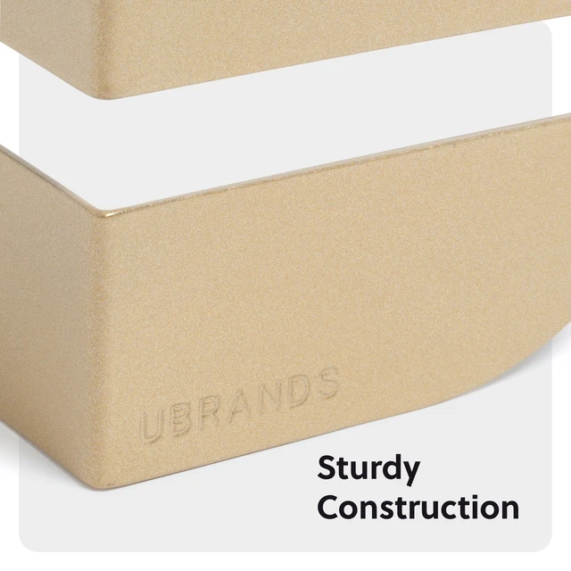 Alt view image 4 of 6 - U Brands Bent Metal Arch Bookends, Industrial, Set of 2, 6.7 x 5 x 4.7 in., Gold