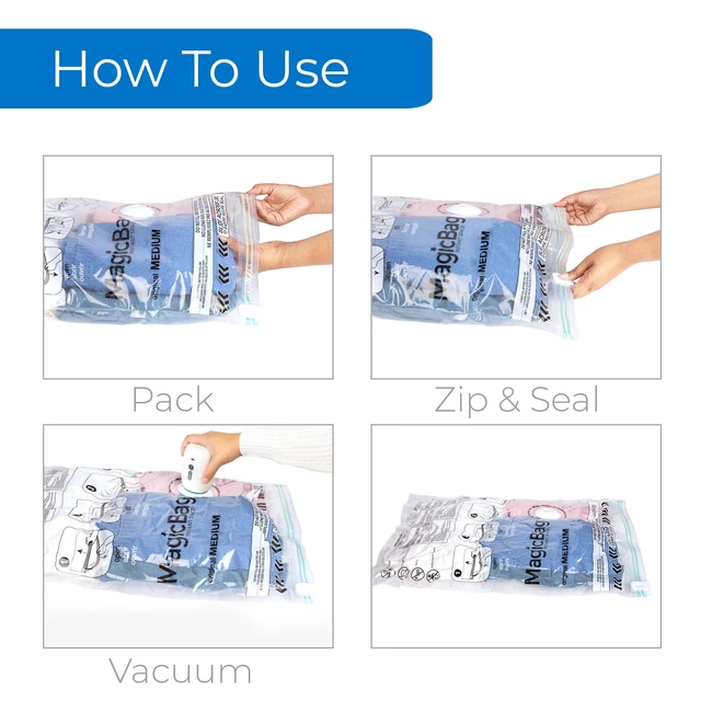Alt view image 6 of 7 - MagicBag Medium Vacuum Storage Bags, 3 Pack Flat Compression Bags for Clothing, Space Saving & Airtight