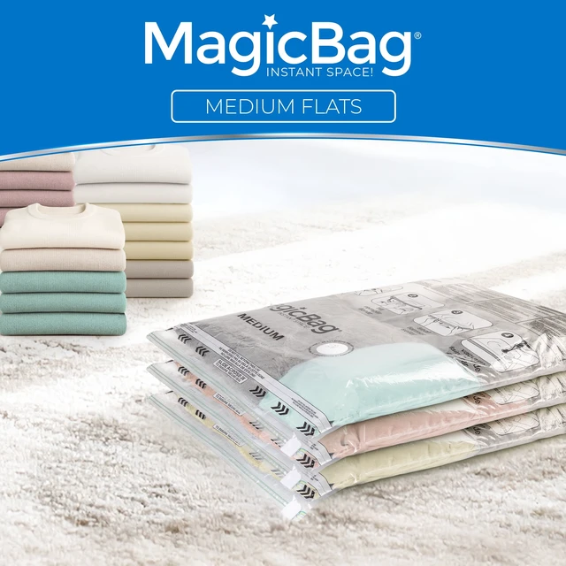 Alt view image 7 of 7 - MagicBag Medium Vacuum Storage Bags, 3 Pack Flat Compression Bags for Clothing, Space Saving & Airtight