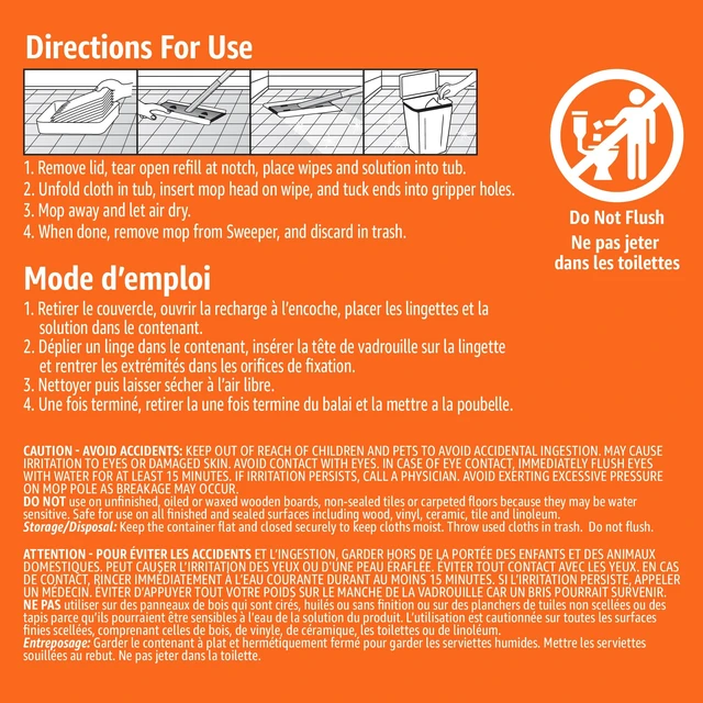 Alt view image 4 of 6 - Amazon Basics Wet Mopping Cloth Refills, 12 Count, Floor Cleaning, Fresh Scent, Fits Swiffer Sweeper Mop Heads