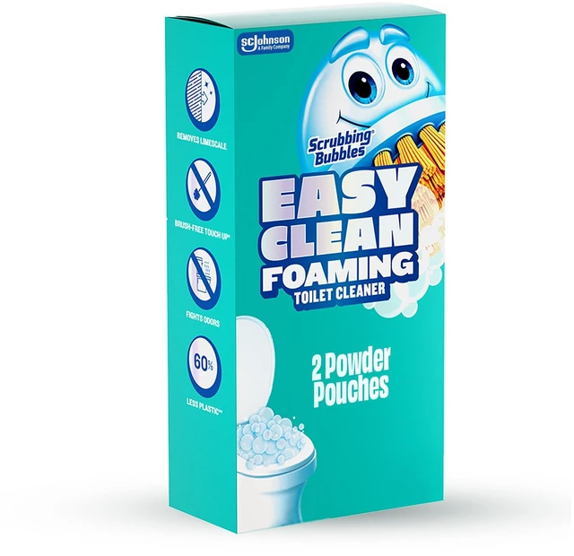 Main image of Scrubbing Bubbles Easy Clean Foaming Toilet Bowl Cleaner Easy Drop in Powder Pouches 100g 2 Pouches