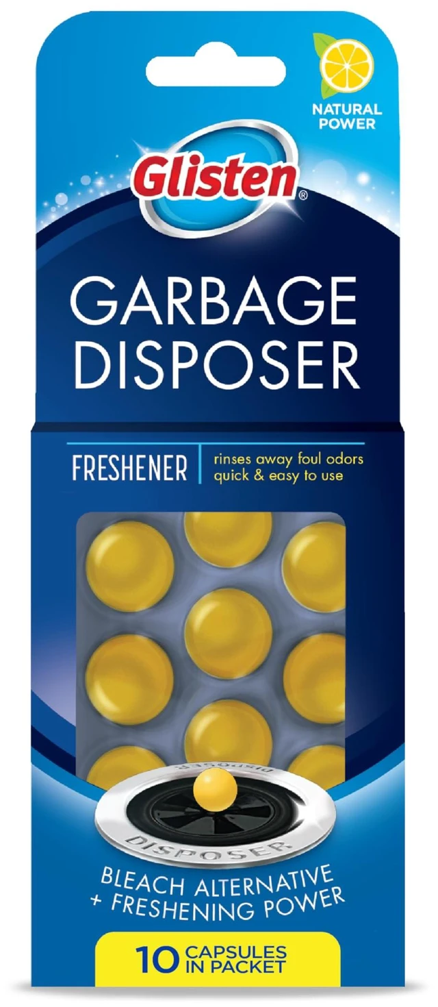 Main image of Glisten Garbage Disposer Freshener Lemon Scent Deodorizer 10 Capsules