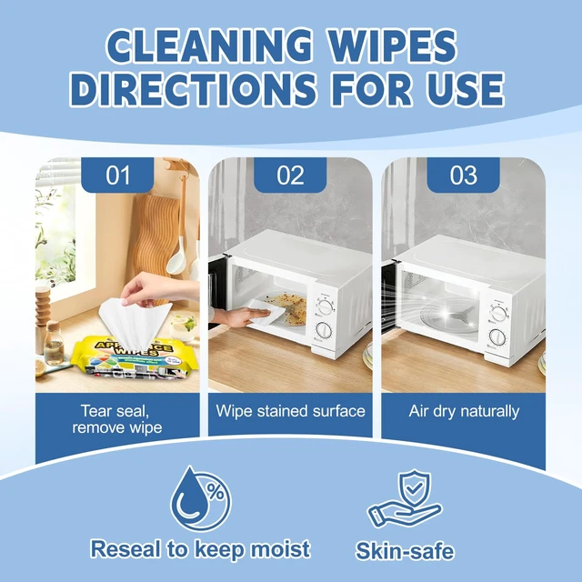 Alt view image 7 of 7 - 72Pcs Appliance Wipes for Cleaning Washing Machine, Dryer, Stainless Steel Refrigerator, Glass Cooktop, Microwave, Dishwasher, Counter, Tile