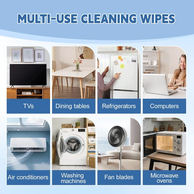 Alt view image 4 of 7 - 72Pcs Appliance Wipes for Cleaning Washing Machine, Dryer, Stainless Steel Refrigerator, Glass Cooktop, Microwave, Dishwasher, Counter, Tile