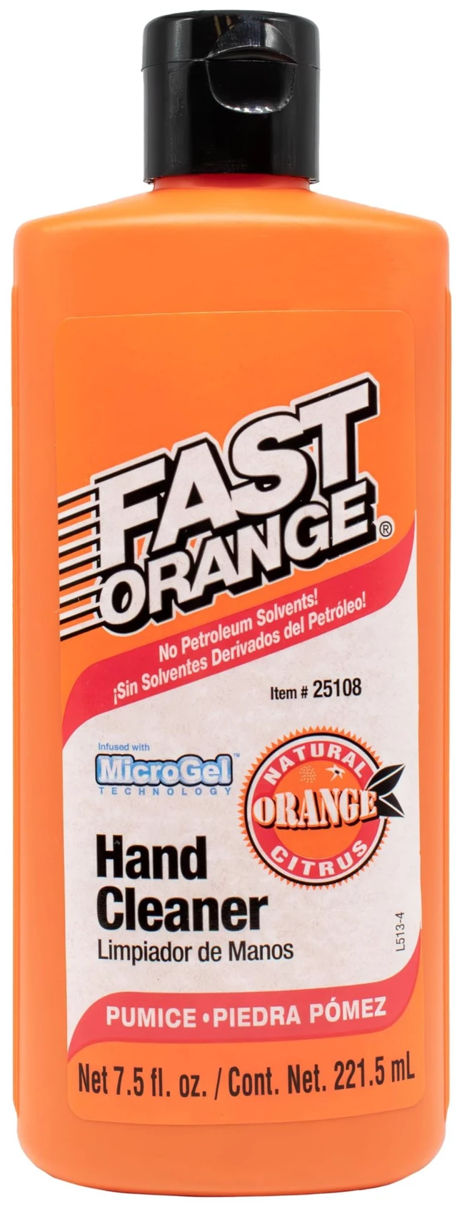 Main image of Fast Orange 25108 Pumice Lotion, Heavy Duty Hand Cleaner, Natural Citrus Scent, Waterless Cleaner for Mechanics, Strong Grease Fighter, 7.5 oz