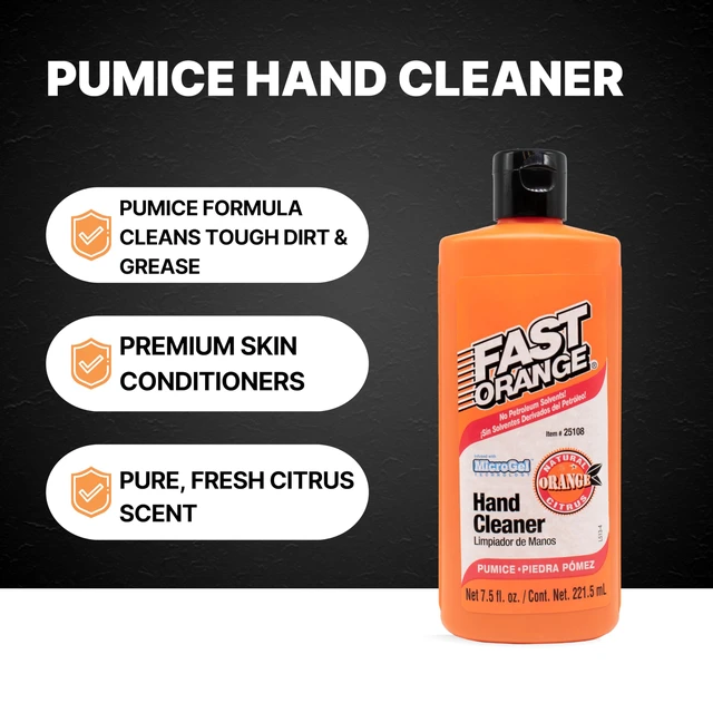 Alt view image 3 of 6 - Fast Orange 25108 Pumice Lotion, Heavy Duty Hand Cleaner, Natural Citrus Scent, Waterless Cleaner for Mechanics, Strong Grease Fighter, 7.5 oz