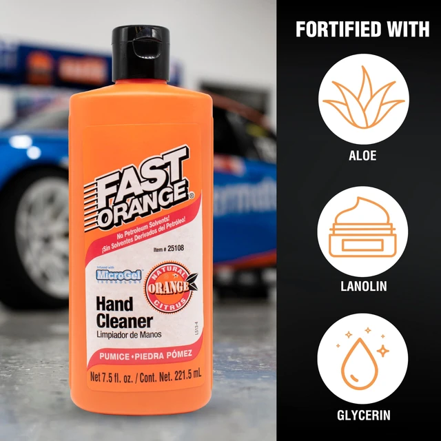 Alt view image 6 of 6 - Fast Orange 25108 Pumice Lotion, Heavy Duty Hand Cleaner, Natural Citrus Scent, Waterless Cleaner for Mechanics, Strong Grease Fighter, 7.5 oz