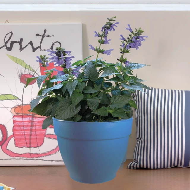 Alt view image 2 of 7 - Jacinto Recycled Plastic Planter, 10 inch Opening Diameter, Blue Color by Deroma USA