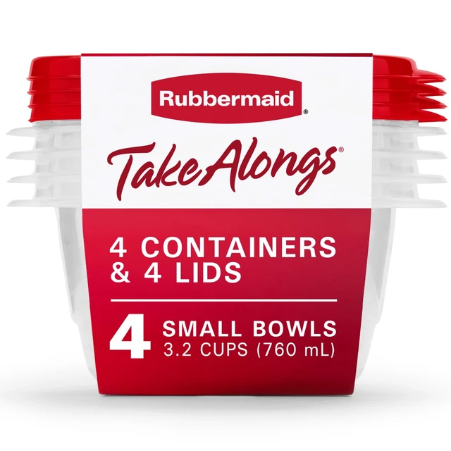 Alt view image 2 of 6 - (2 pack) Rubbermaid TakeAlongs Food Storage Containers 3.2 cup Bowls 4-Pack