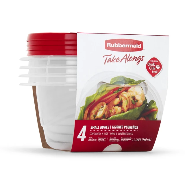 Alt view image 3 of 6 - (2 pack) Rubbermaid TakeAlongs Food Storage Containers 3.2 cup Bowls 4-Pack
