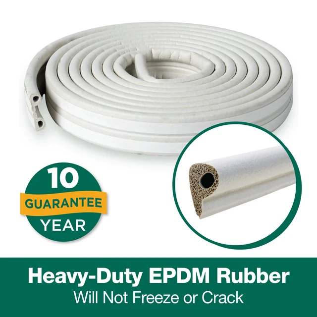 Alt view image 5 of 7 - Duck Brand, 0.38 Inch X 0.25 Inch X 17 Feet White Heavy-Duty Medium Gap Rubber Seal, Self-Adhesive