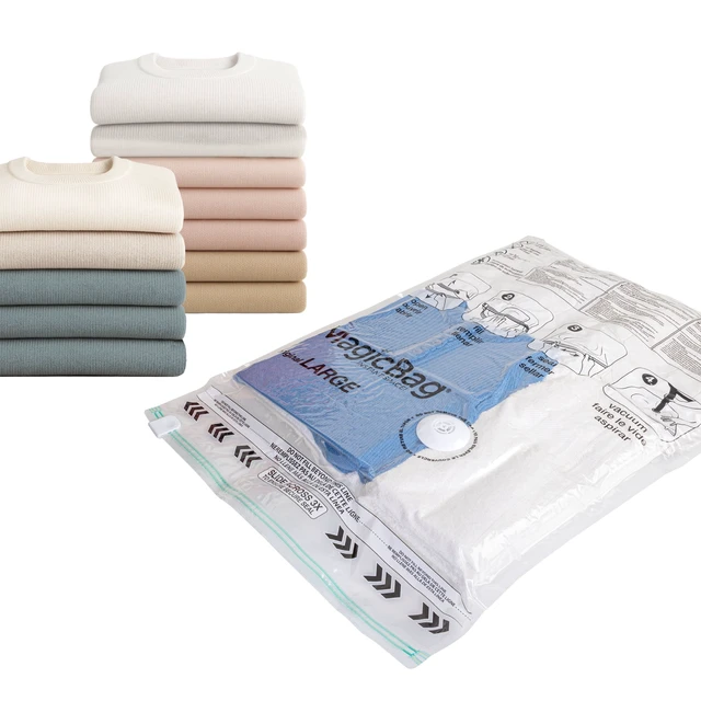 Alt view image 3 of 6 - MagicBag Variety Pack Vacuum Storage Bags, 8 Pack Flat Compression Bags for Clothing & Bedding, Space Saving & Airtight