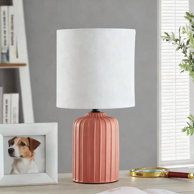Main image of Mainstays 12.75 in Ceramic Table Lamp with White Fabric Shade