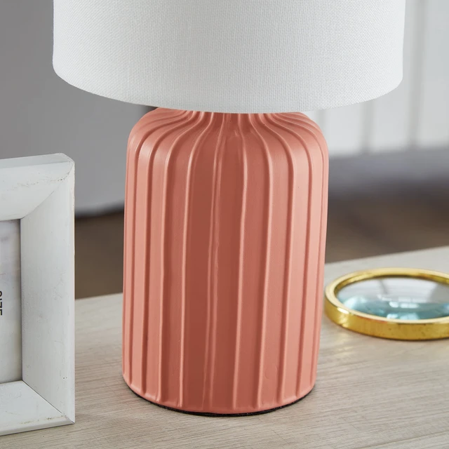 Alt view image 4 of 6 - Mainstays 12.75 in Ceramic Table Lamp with White Fabric Shade