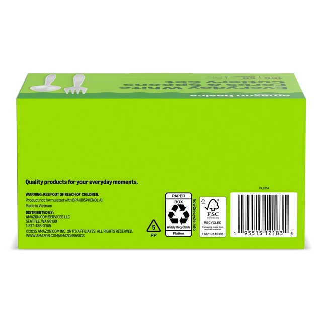 Alt view image 2 of 5 - Amazon Basics Disposable White Forks and Spoons, 100Count
