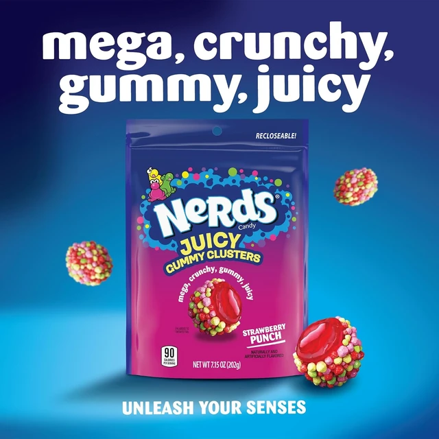 Alt view image 6 of 6 - NERDS Juicy Gummy Clusters Strawberry Punch Candy, Stand-Up Bag, 7.15oz