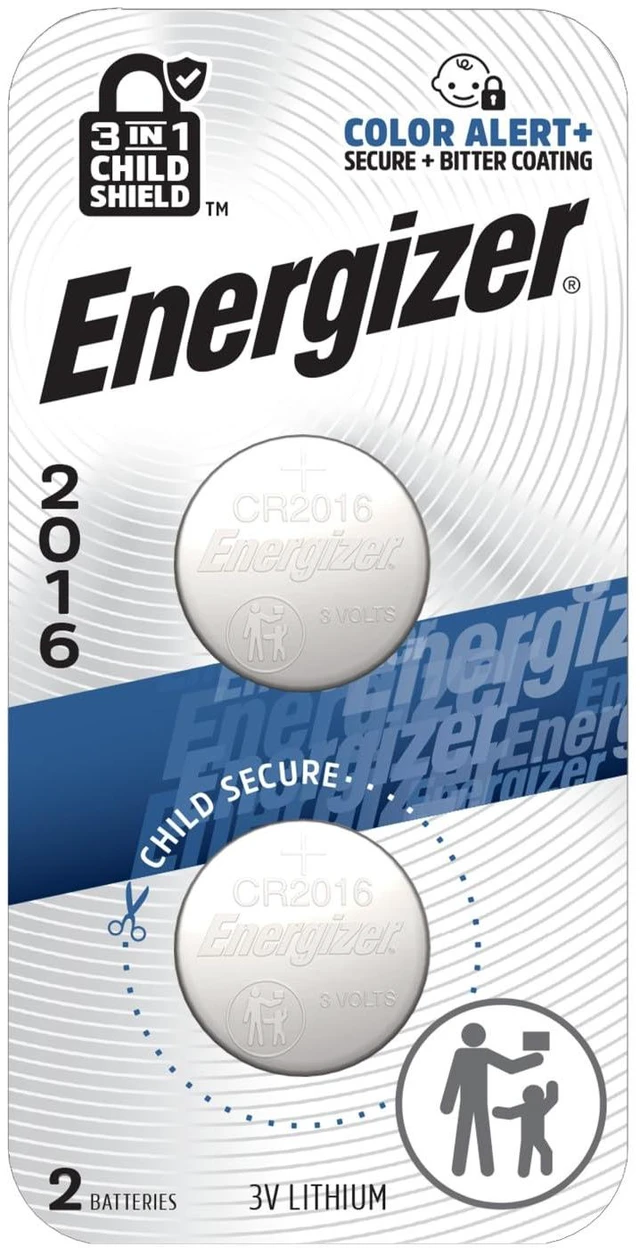 Main image of Energizer 2016 3V Lithium Coin Batteries (2 Pack) with 3-in-1 Child Shield