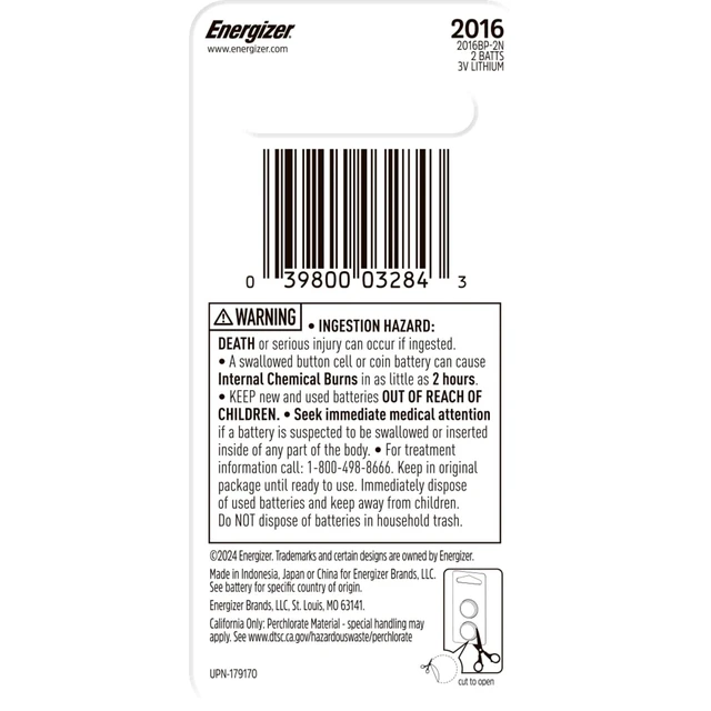 Alt view image 4 of 6 - Energizer 2016 3V Lithium Coin Batteries (2 Pack) with 3-in-1 Child Shield
