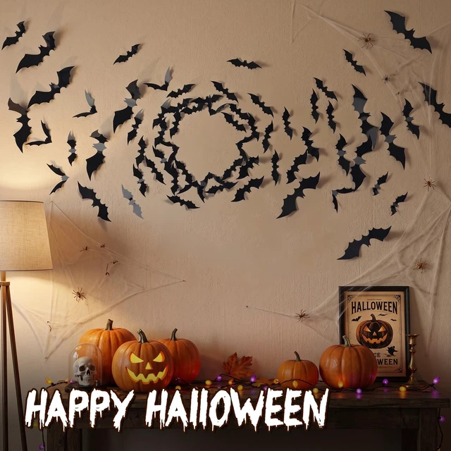 Alt view image 4 of 6 - 140Pcs Real Scary Bat Stickers for Halloween Party Decor