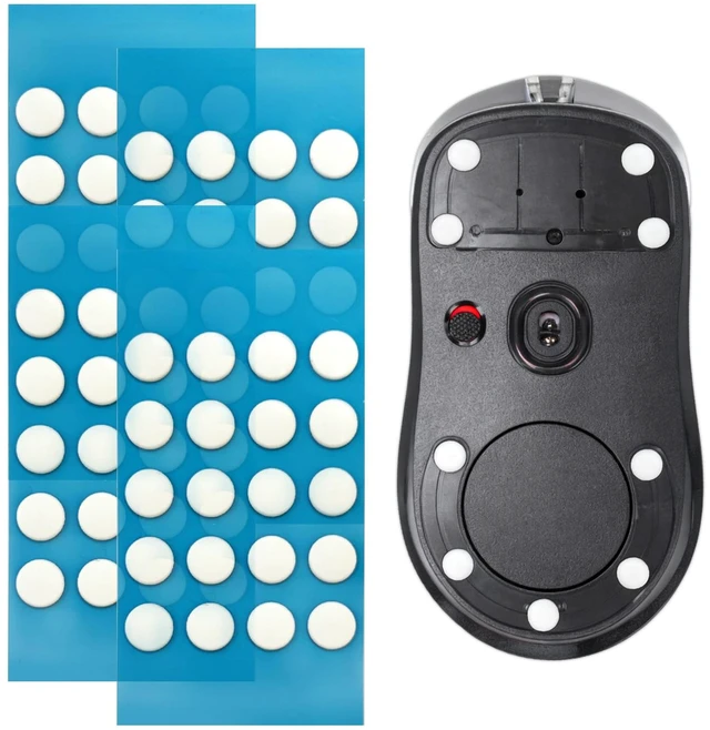 Main image of 80-Pcs PTFE Mouse Skates Set, 6mm White Glide Dots with Curved Edges, Strong Adhesive for Custom Gaming Mouse