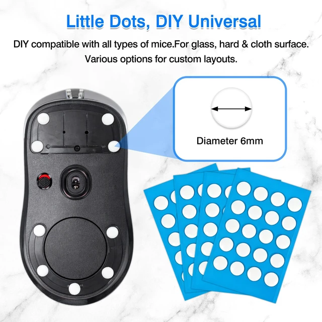 Alt view image 4 of 7 - 80-Pcs PTFE Mouse Skates Set, 6mm White Glide Dots with Curved Edges, Strong Adhesive for Custom Gaming Mouse