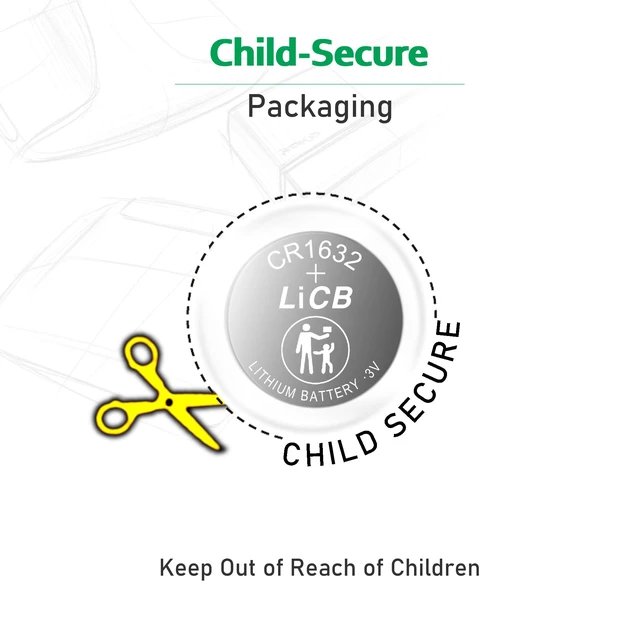 Alt view image 2 of 6 - LiCB 5 Pack CR1632 3V Lithium Coin Button Cell Battery for Car Remote Key Fob