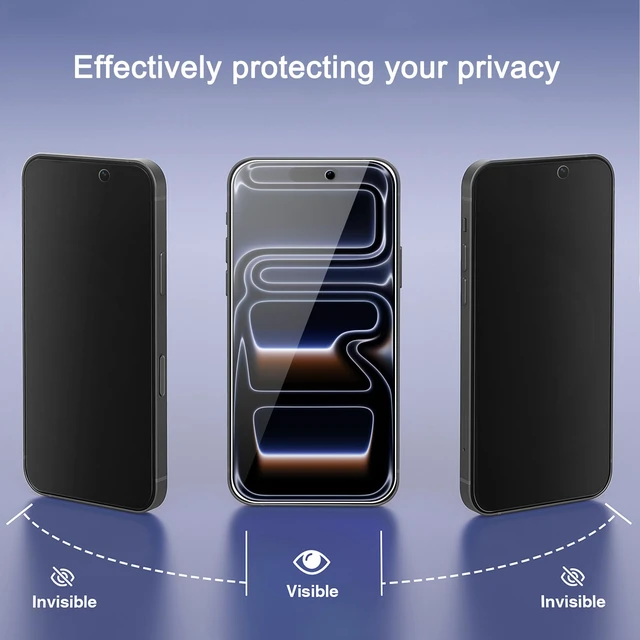 Alt view image 6 of 6 - Ailun Privacy Screen Protector Tempered Glass (3-Pack) for iPhone 17 Pro