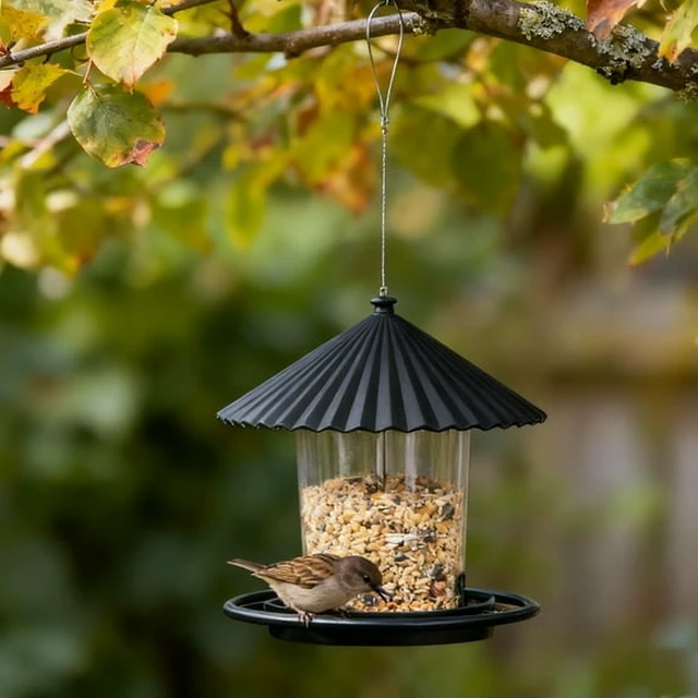 Alt view image 2 of 3 - Vibrant Life Hanging Hopper Bird Feeder, 2.5 lb Capacity, Black