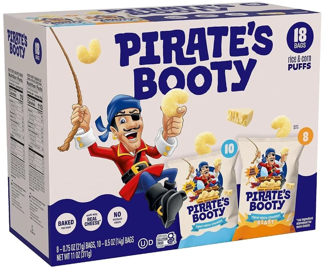 Main image of Pirate's Booty Assorted Aged White Cheddar Cheese Puffs, 11 oz, 18 Count