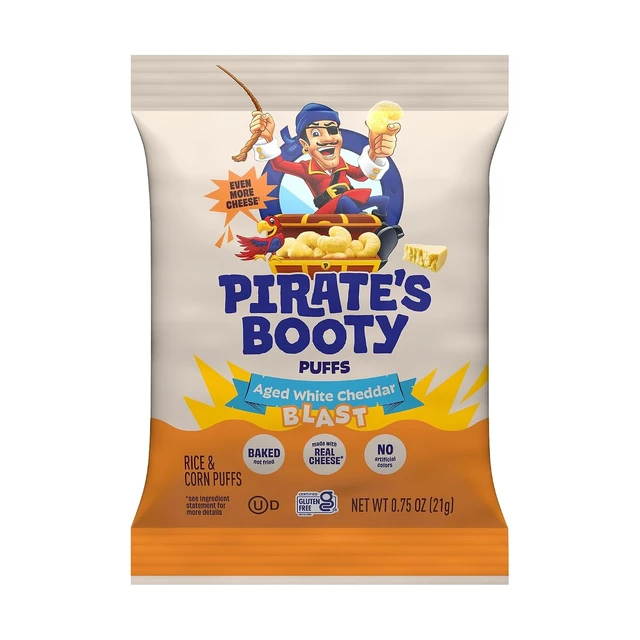 Alt view image 2 of 6 - Pirate's Booty Assorted Aged White Cheddar Cheese Puffs, 11 oz, 18 Count