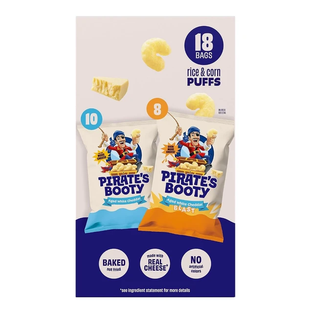Alt view image 3 of 6 - Pirate's Booty Assorted Aged White Cheddar Cheese Puffs, 11 oz, 18 Count