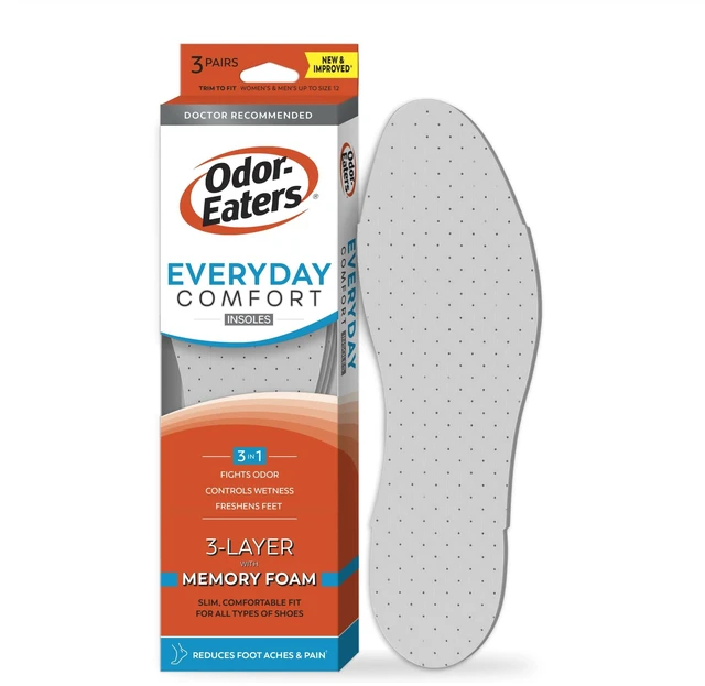 Main image of Odor-Eaters Everyday Comfort Insoles, Foot Odor Eliminating Insert, 3 Count