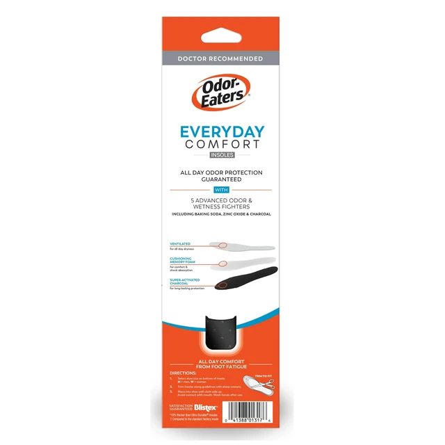 Alt view image 2 of 7 - Odor-Eaters Everyday Comfort Insoles, Foot Odor Eliminating Insert, 3 Count