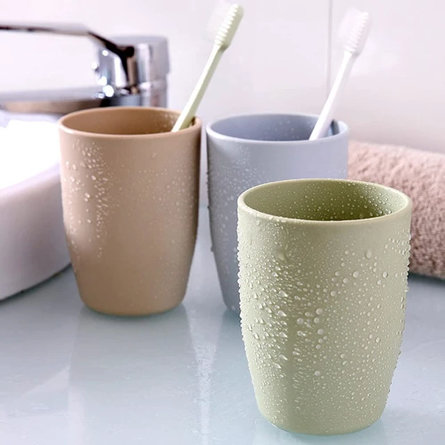Alt view image 4 of 7 - 3 Pack of ALINNA Bathroom Tumbler Toothbrush Cups, 400ml Toothbrush Holder, Blue Green Coffee Colours Bathroom Cup Set, Tooth Brushing Tumbler, Reusable Bathroom Drinking Cup Rinsing Cups
