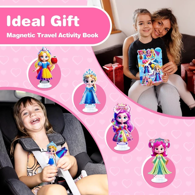Alt view image 6 of 7 - ZHOC Magnetic Dress Up Dolls for Girls, Princess Cute Magnet Dolls Dress Up Kits, Travel Game Car Road Trip Airplane Activity Toys Birthday for Toddler Girls Ages 3 4 5 6 7 8
