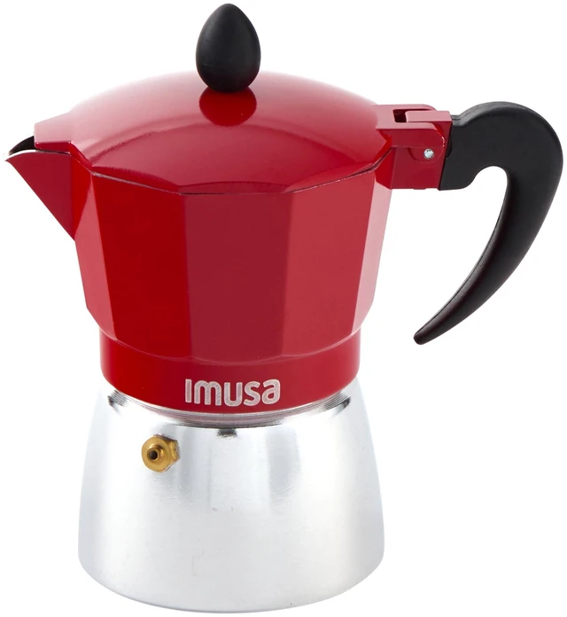 Main image of IMUSA 3cup Cast Aluminum Stovetop Coffeemaker with Red Top