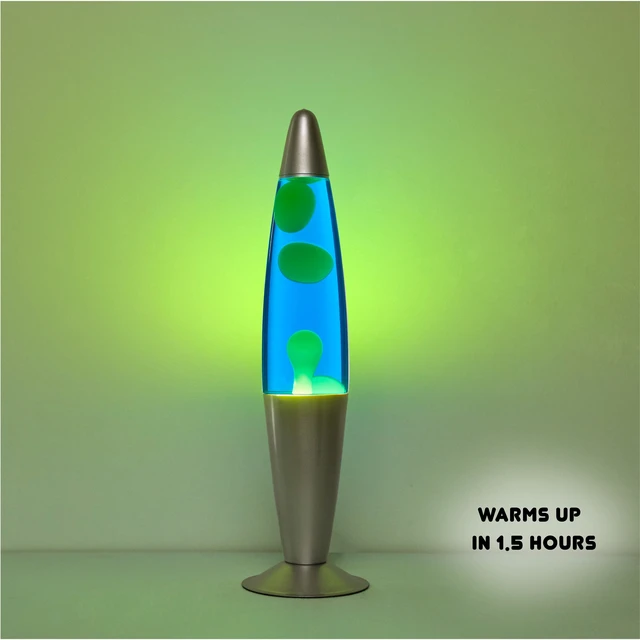 Alt view image 5 of 7 - Urban Shop 16" Yellow/Blue Motion Volcano Lamp, Yellow Wax in Blue Liquid, Silver Metal Base