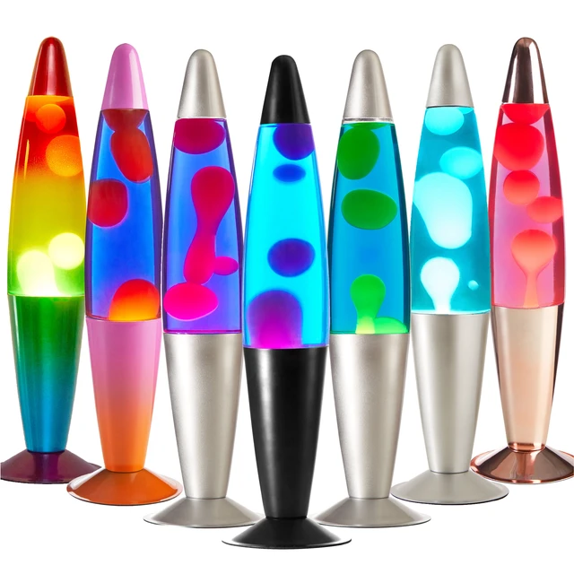Alt view image 6 of 7 - Urban Shop 16" Yellow/Blue Motion Volcano Lamp, Yellow Wax in Blue Liquid, Silver Metal Base