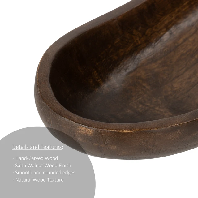 Alt view image 4 of 7 - Better Homes & Gardens Carved Wood Decorative Bowl, Walnut Finish