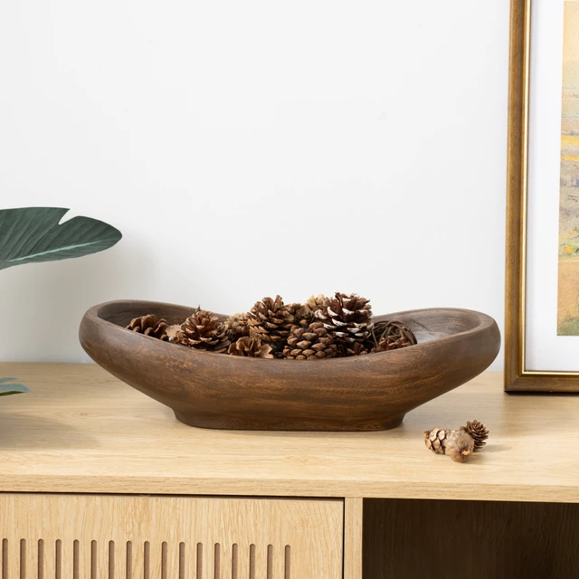 Alt view image 7 of 7 - Better Homes & Gardens Carved Wood Decorative Bowl, Walnut Finish