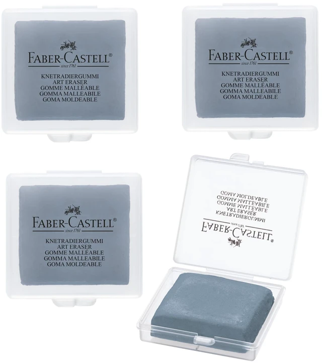 Main image of Faber-Castell Erasers - Drawing Art kneaded Erasers, Large Size Grey - 4 Pack