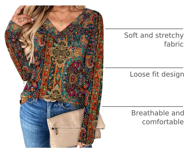 Alt view image 4 of 5 - Zeagoo Women Long Sleeve Tops Dressy Casual V Neck Shirt Fall Work Blouse