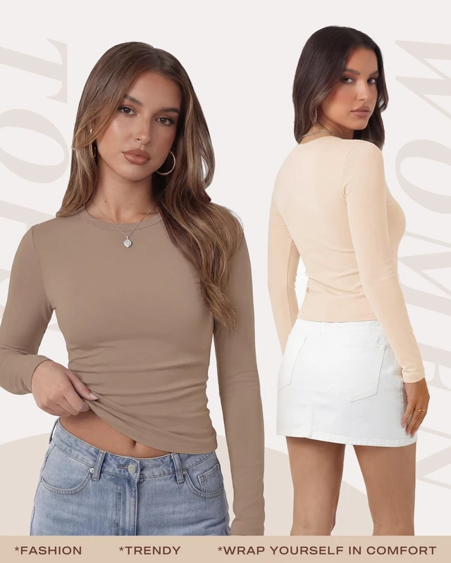 Alt view image 2 of 5 - TNNZEET Long Sleeve Shirts for Women Fall Fashion Workout Crop Top Y2K 2026