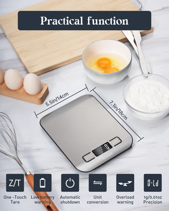 Alt view image 7 of 7 - Food Scale, Digital Kitchen Scale with Grams & Ounces Units, 11lb