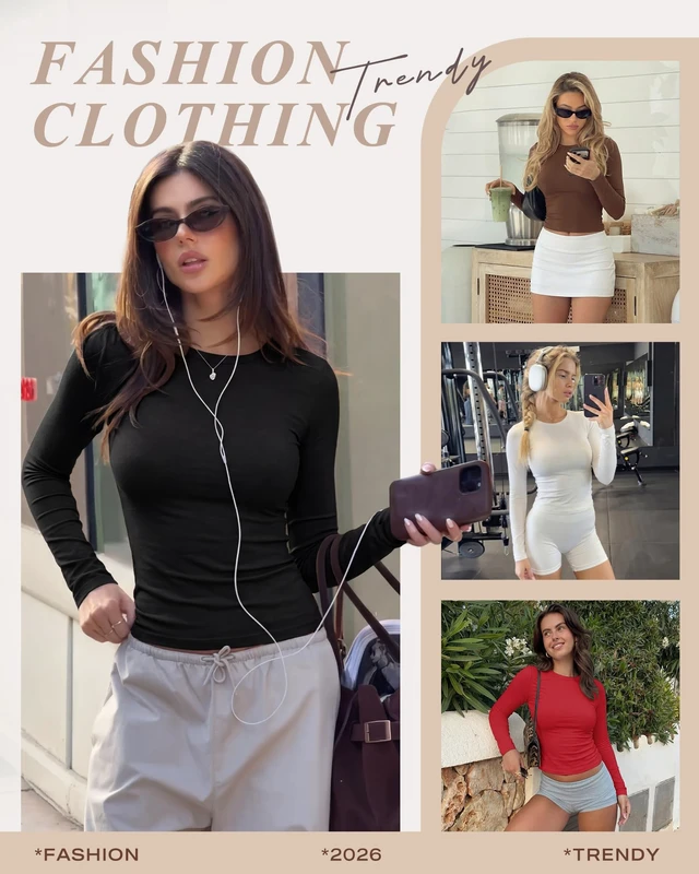 Alt view image 5 of 5 - TNNZEET Long Sleeve Shirts for Women Fall Fashion Workout Crop Top Y2K 2026