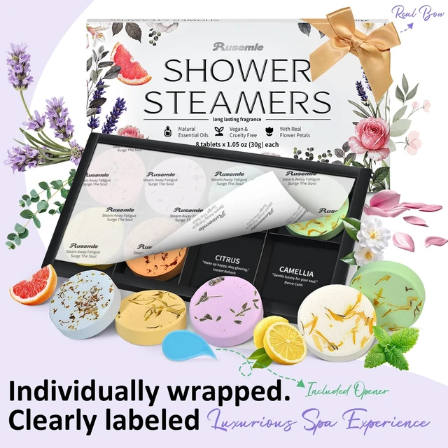 Alt view image 3 of 7 - Shower Steamers Aromatherapy Birthday Gifts for Women - 8 Pack Shower Bombs with Natural Essential Oils, Self Care Relaxation Home Spa, Basket Stuffers White Elephant Gifts for Women Mom Wife Teens