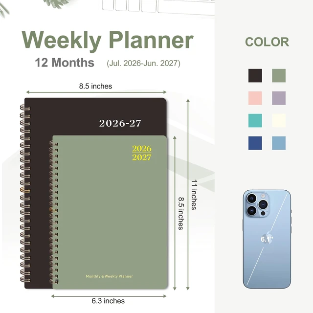 Alt view image 2 of 7 - Planner 2026-2027, Weekly and Monthly Calendar Planner, JUL 2026 - JUN 2027