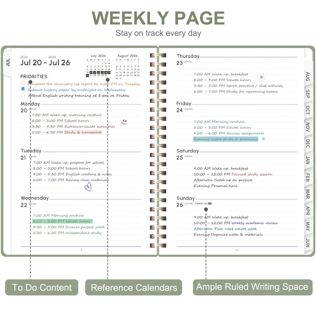 Alt view image 3 of 7 - Planner 2026-2027, Weekly and Monthly Calendar Planner, JUL 2026 - JUN 2027