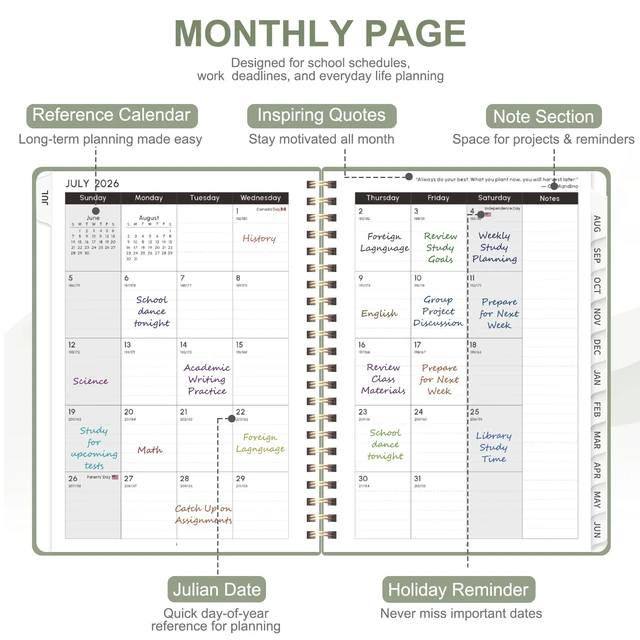 Alt view image 4 of 7 - Planner 2026-2027, Weekly and Monthly Calendar Planner, JUL 2026 - JUN 2027